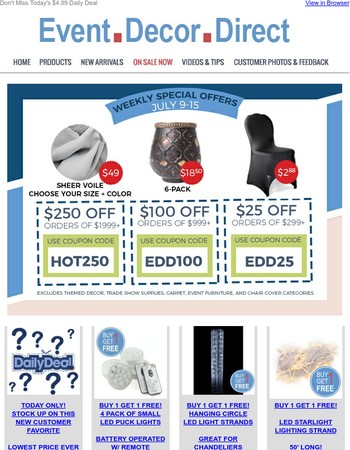 Event Decor Direct Year End Clearance Prices Slashed On