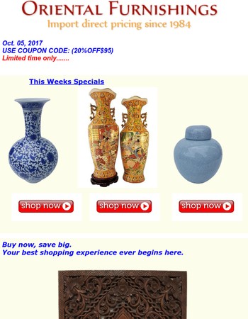 Coupons oriental furniture