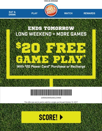 dave and busters promo code
