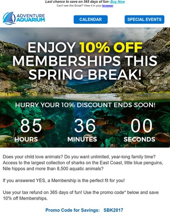 Adventure Aquarium Coupons: 20% off Promo Code 2017 - Preview